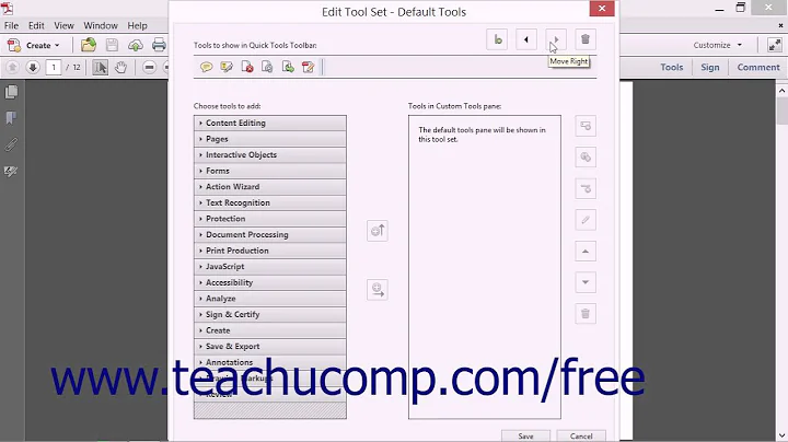 Customizing the Quick Tools in the Quick Tools Toolbar - Adobe Acrobat XI Training Tutorial Course