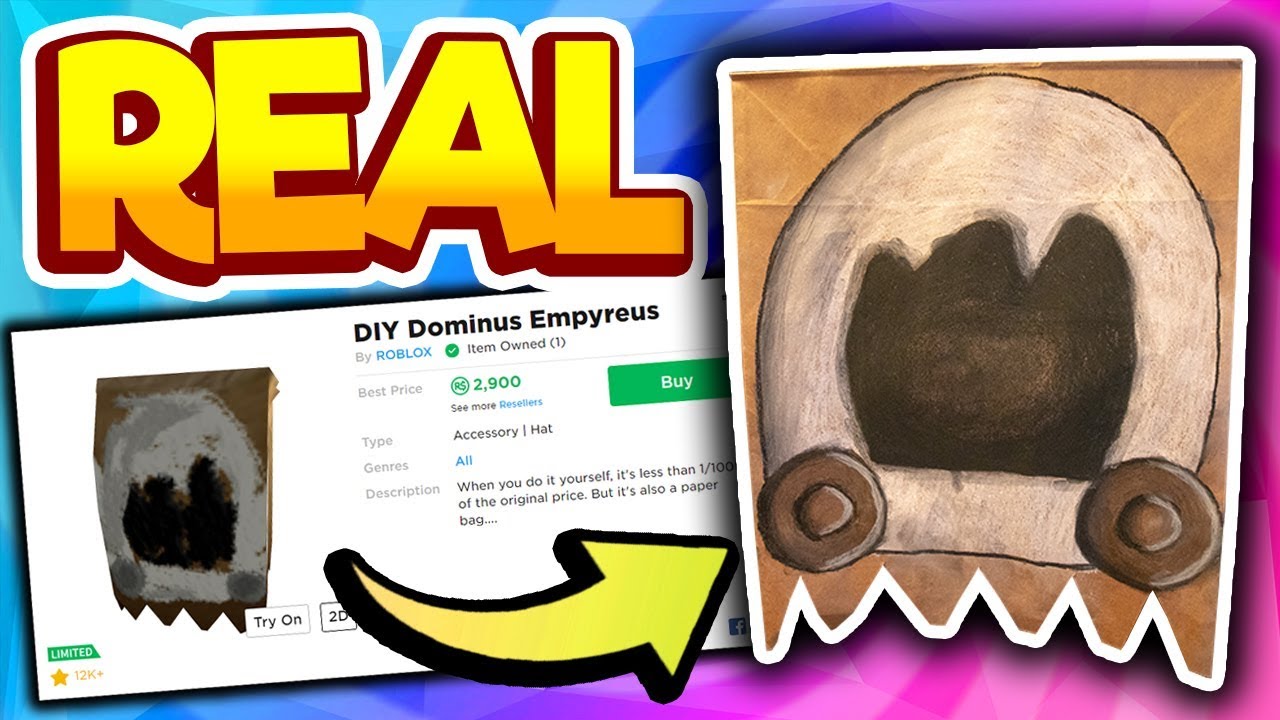Real Roblox Item How To Make A Diy Dominus Empyreus Youtube