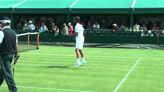 Juan Carlos Fererro warming up before his match with Djokovic (Wimbledon 2012)