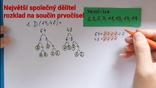 Největší společný dělitel - rozklad na součin prvočísel