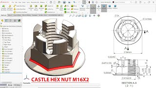 SolidWorks Tutorial Castle Hex Nut M16x2