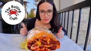 THE BOILING CRAB SEAFOOD BOIL MUKBANG | PRAWNS, SAUSAGE, BOILED EGGS, CORN, POTATOES 🦐 🌽 🥔