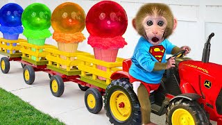 Bebé Mono BonBon vende rico helado arcoíris y rescata al patito lindo en el parque - MONO BONBON ESP