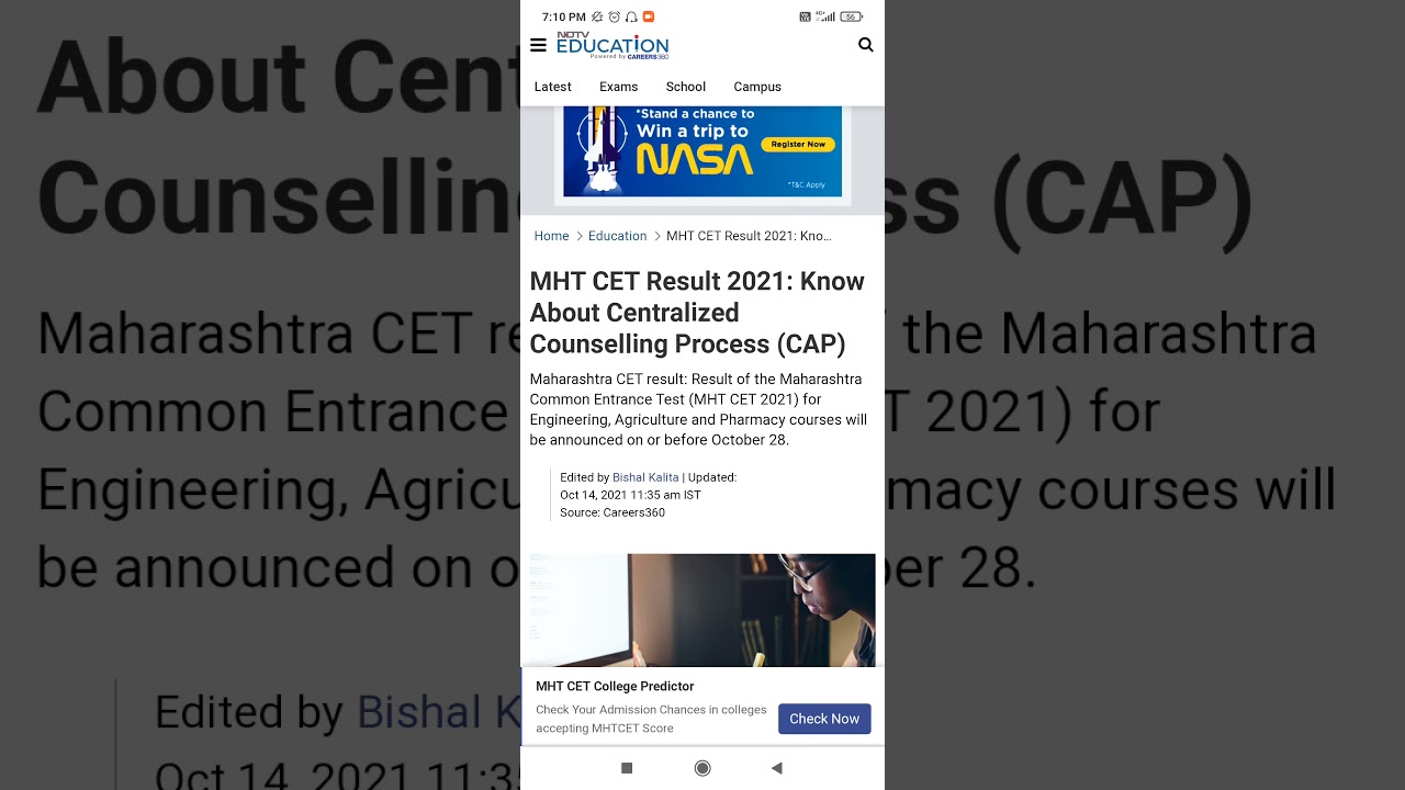MHTCET 2021: RESULT AND CAP ROUND LATEST NEWS BY CET CELL 