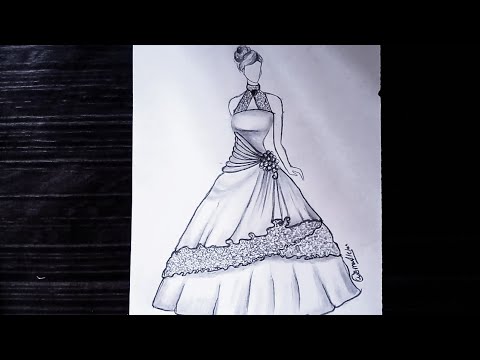 How to draw beautiful dress ( gown) drawing design easy Fashion  illustration sketching step by step - YouTube