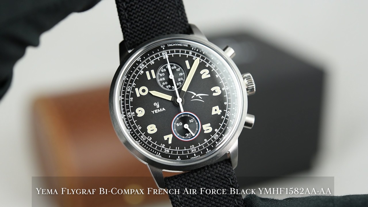 Yema Flygraf Bi-Compax French Air Force Black YMHF1582AA-AA - YouTube