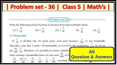 class 5 Maths | Problem set 36  | Decimal Fractions Maharashtra State Board #std5th