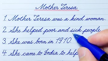 10 Lines on Mother Teresa In English Cursive Writing | Cursive Handwriting Practice |English Writing
