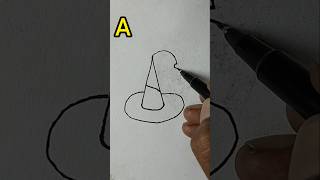 HOW TO DRAWING HAT ? LATTER "A"#shorts #drawing #art #artist #hat