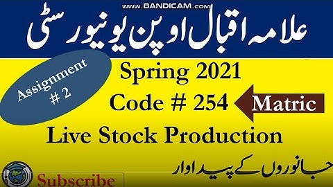 AIOU Code 254 Solved Assignment No.2 Spring  2021 || Subject:  Live Stock Production | Level: Matric