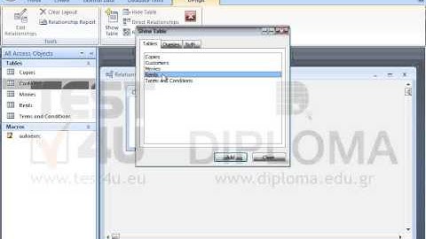 Create a one-to-many relationship between the CustomersCode fields of the Customers and Rents...