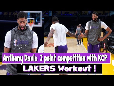 Lakers Workout | Anthony Davis 3 point competition with KCP who wins ?