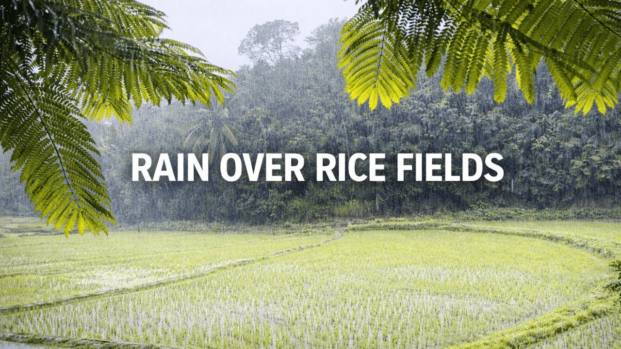 Rain Over Green Rice Fields (1 Hour) 🌧️ Nature Sounds for Deep Sleep & Relaxation