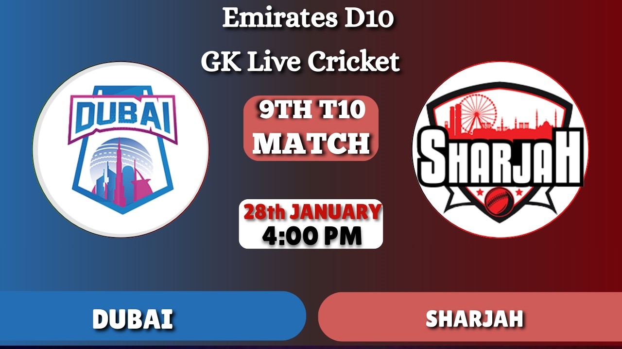 Dubai vs Sharjah Live Score || DUB vs SHA 9th T10 Match || Today Cricket Match
