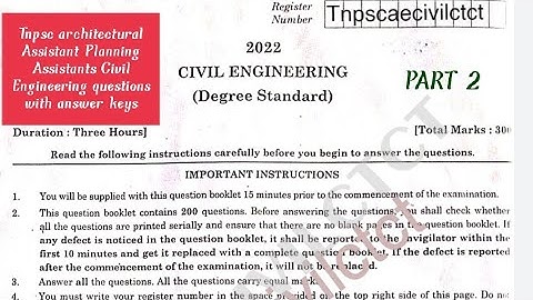 Tnpsc architectural Assistant Planning Assistants Civil engineering questions with answers keys 2022
