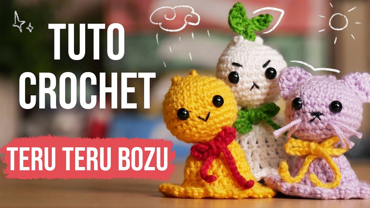Poupée de pluie (Teru Teru Bozu) au crochet, tuto amigurumi rapide et facile 🌧️