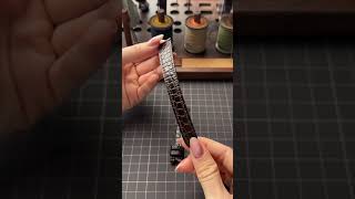 Dark Brown Alligator Round Scales  Handdn Handmade Leather Watch Strap