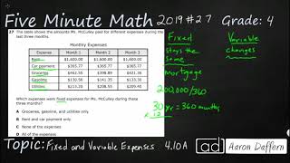 4th Grade STAAR Practice Fixed and Variable Expenses (4.10A - #3)