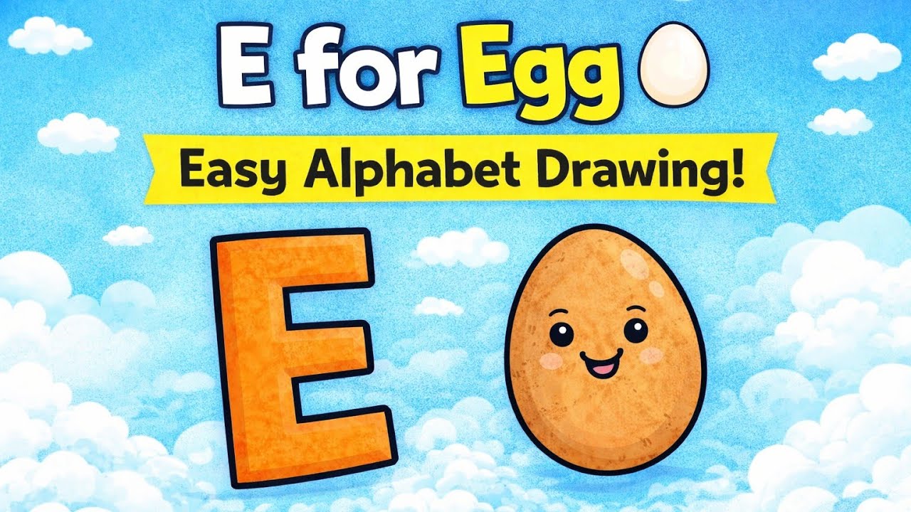 E for Egg 🥚| ABC Drawing for Kids/E for Egg 🥚 Drawing for Kids | Learn Alphabet E| Easy ABC Drawing