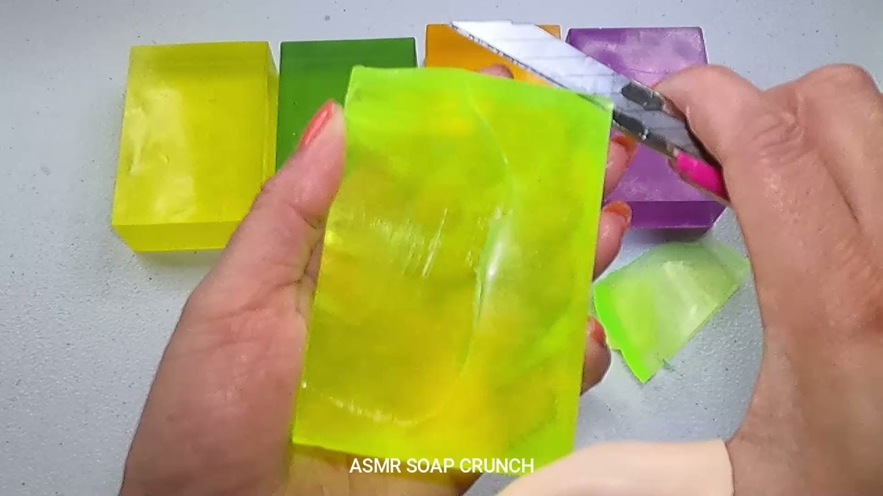 Clear Glycerin Soap Cutting ASMR (No Talking) YouTube