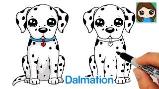 How to Draw a Dalmatian Puppy Dog Easy 🦴
