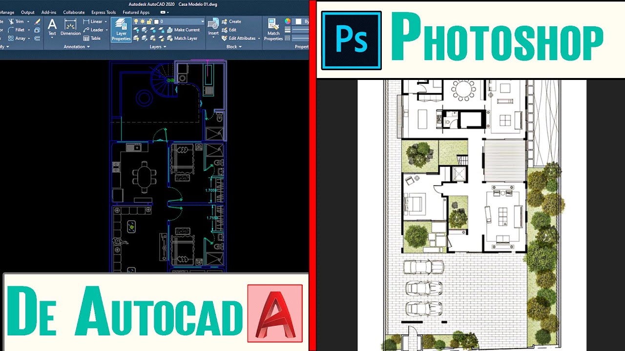 Plano de AutoCAD a Photoshop