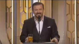 Ricky Gervais at the Golden Globes 2016 __ All of his bits chained __