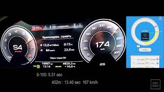 2020 Audi A7 55 TFSI 0-100, 100-200, 1/4 mile acceleration, dragy racelogic