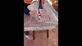 Hair Cracking Wood Table Carving Process