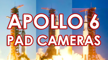 Apollo 6 Pad Cameras - Multiple Views, Real Speed, Saturn V,  Lift-off, Rocket Launch, 4K