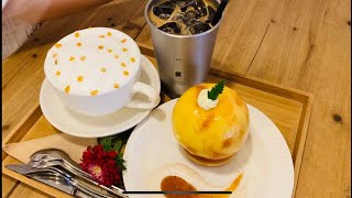 [카페투어] Cafe with delicious orange bingsu and peach dessert / 오렌지빙수와 복숭아디저트가 맛있는 카페 - 홍대카페 이미(imi)