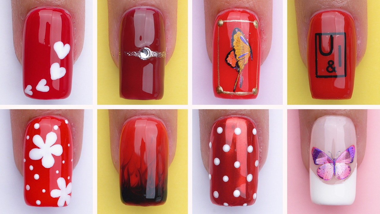 12+ DIY Elegant Red Nails with Floral Details | Easy Tutorial