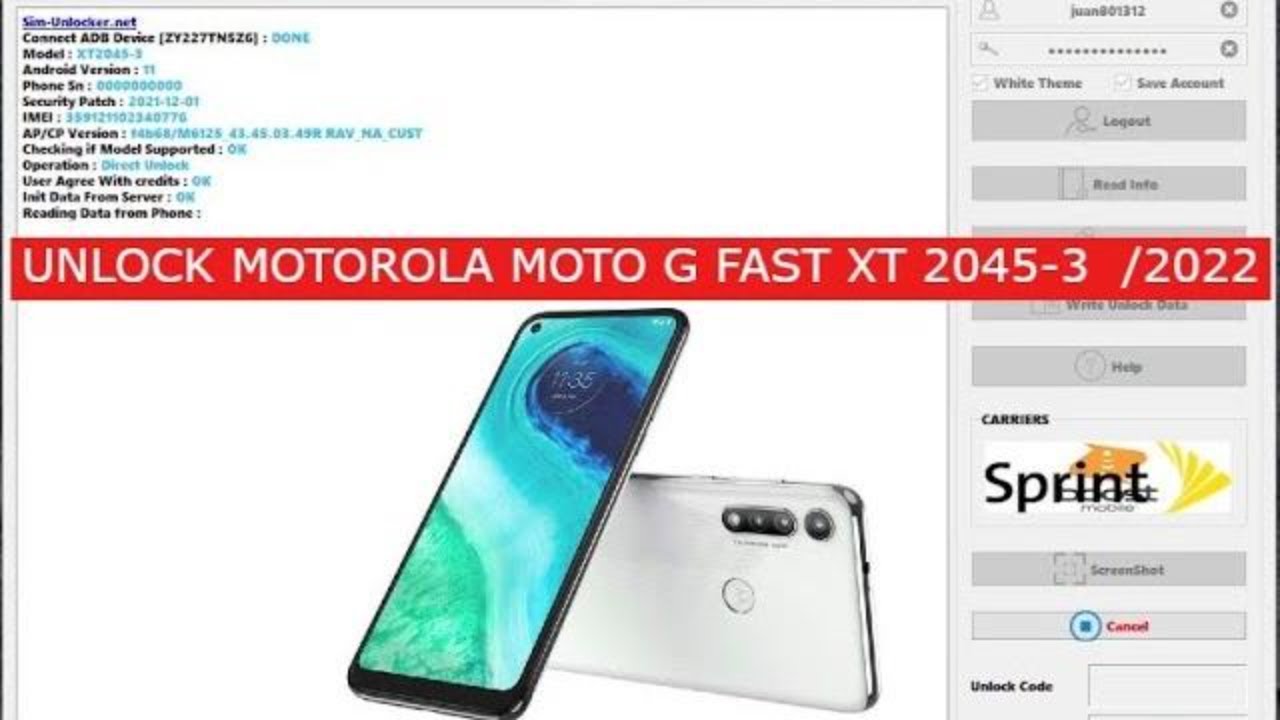 Unlock Motorola Moto G Fast XT20453 Boost Mobile con simunlocker