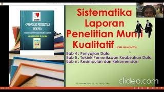 Sistematika Laporan Penelitian Kualitatif Murni (Pure Qualitative) untuk Skripsi ataupun Tesis