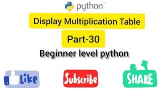 Display the Multiplication Table python programming series part -30 beginner level Easy Learning G. Display The Multiplication Table Python Programming