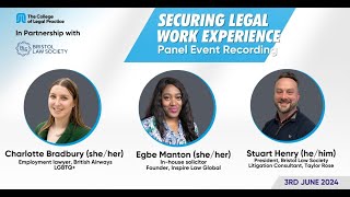 How to secure legal work experience? Panel event recording to guide you to start your legal career