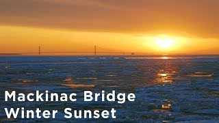 Mackinac Bridge Winter Sunset Time Lapse