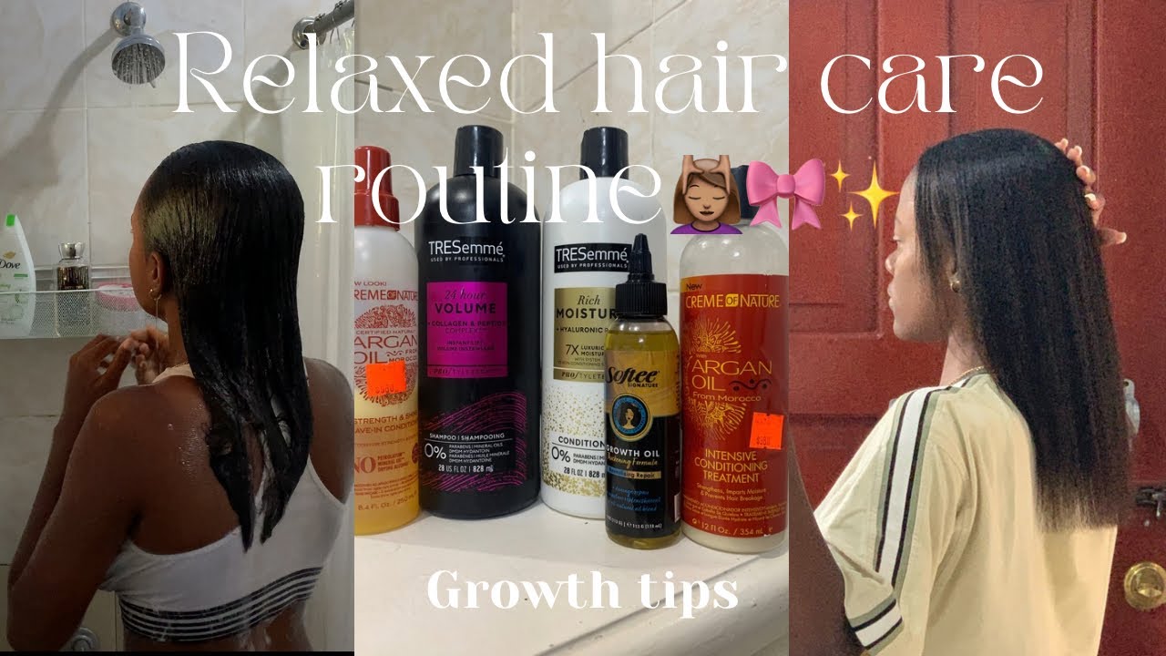 My relaxed hair care routine w/growth tips ππ½ββοΈπ - YouTube