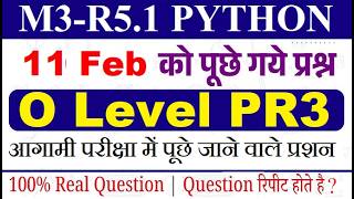 Famous PR3 11 Feb 2026 Python Questions । Practical Exam Jan 2026 Questions । Nielit O Level Questions Code Profile