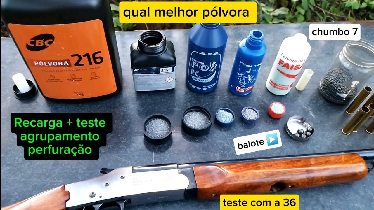 Qual Melhor Pólvor@ Teste da espingarda calibre 36 com chumbo e balote