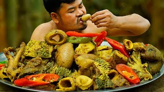 Wilderness Cooking Skill | Cooking And Eating Beef Stuff For Lunch.