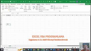 Excel Vba Programlama Uygulama 4-11- Aktif Hücreyi Renklendirmek