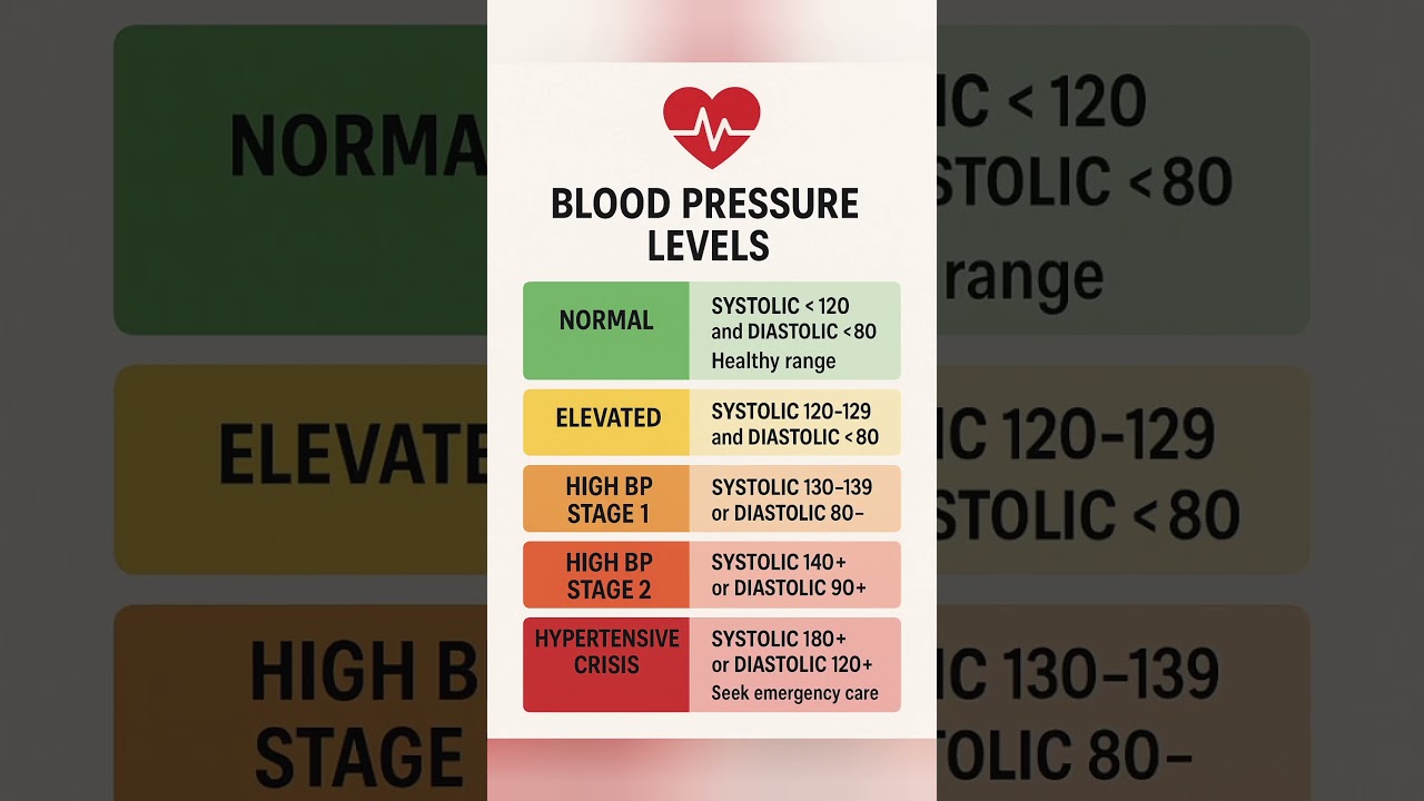 Blood Pressure Levels Explained in 15 Seconds | Normal, High & Low BP Range" 