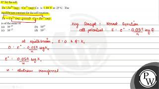 \( \mathrm{E}^{\circ} \) for the cell, \( \mathrm{Zn}\left|\mathrm{Zn}^{2+}(\mathrm{aq})\right|\...