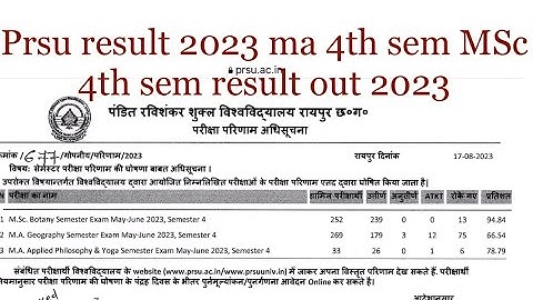 Prsu result 2023 out | prsu ma 4th sem result 2023 | prsu msc 4th sem result 2023 | ma4th sem result