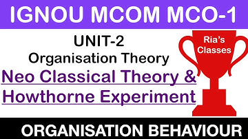 PART 8 | IGNOU MCOM 2nd year| UNIT 2| Howthorne Experiment | MCO 01