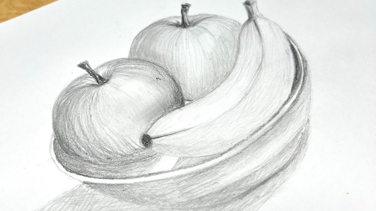 Shadow Fruit Drawing How to Draw Realistic Fruit with Pencil | Still Life Shading Tutorial ...