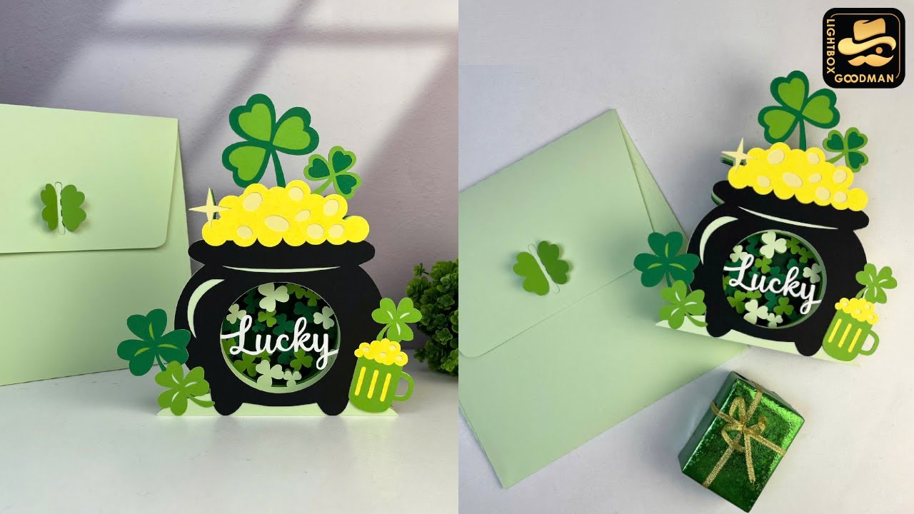 How To Make Paper Cut Pop up Card St. Patrick's Day Pot