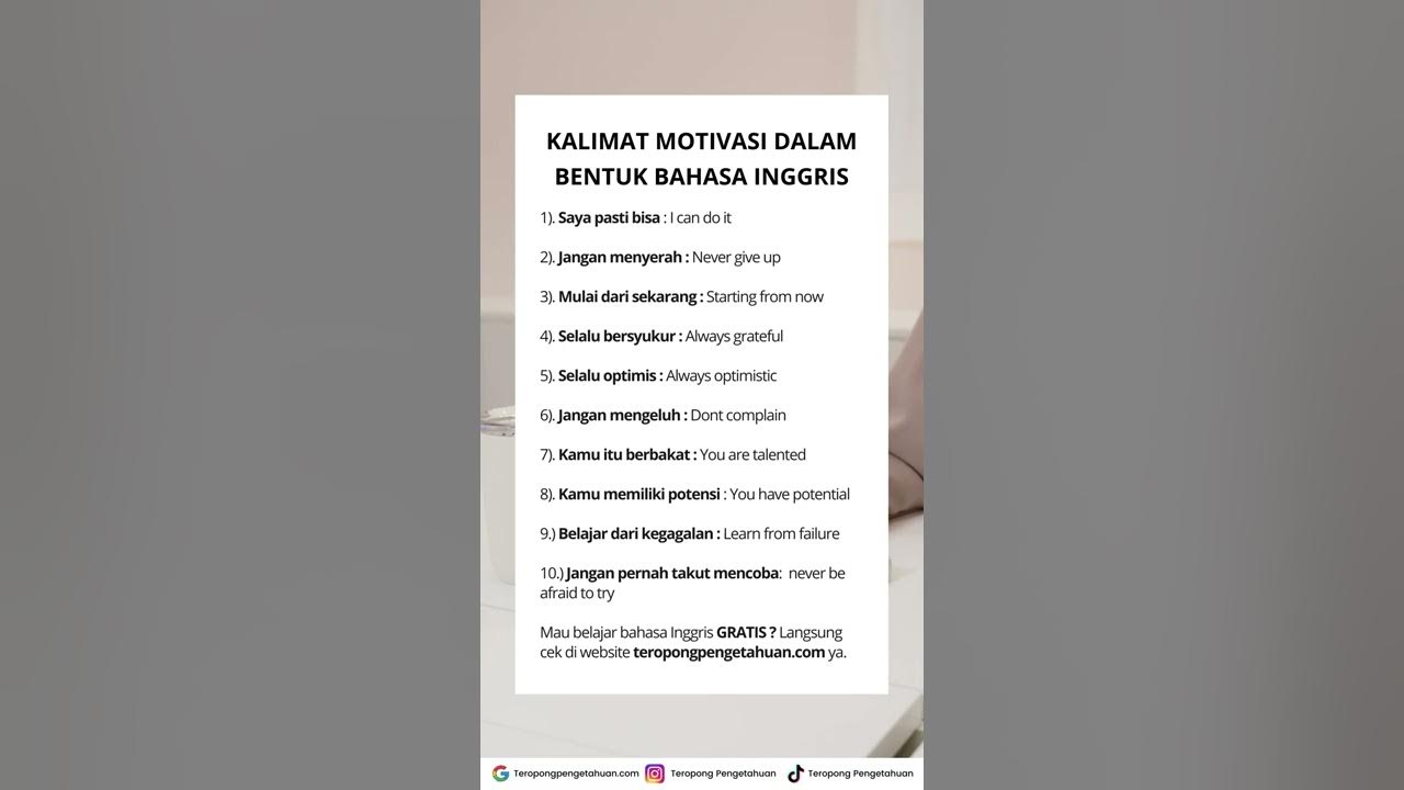 Kalimat motivasi dalam bentuk bahasa Inggris #motivasi #bahasainggris #kalimat