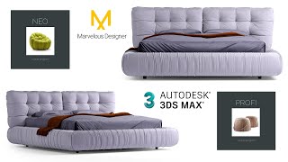 Bed modeling 3d max and marvelous designer